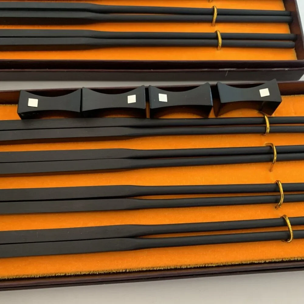8 Pairs The High Ranking Present Chinese Chopsticks w/ 8 Duck Rests Gift Set New